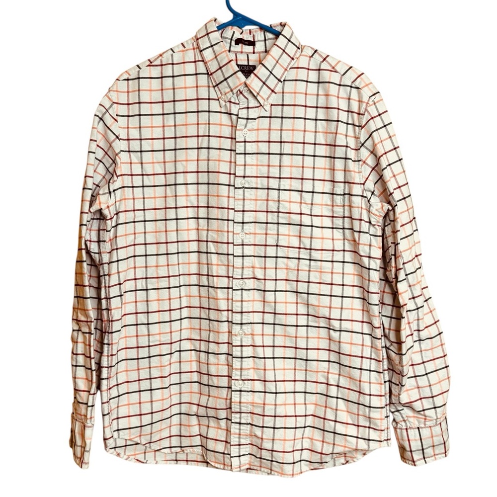J. Crew Flex Oxford Slim size L Men's Checker Button Down Cotton Shirt